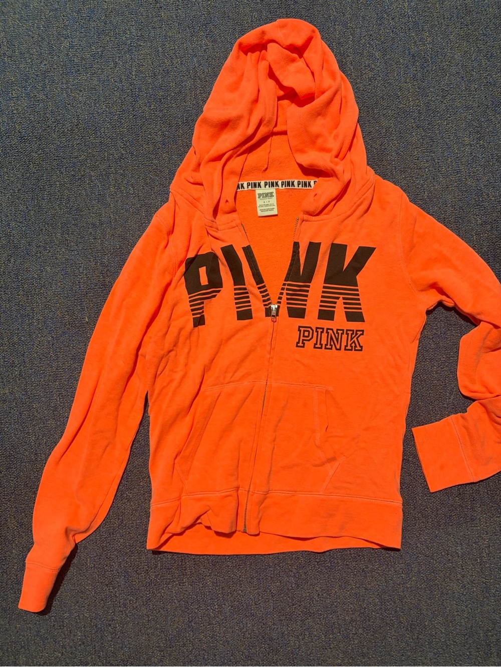 Victoria secret pink Bright Zip-Up Hoodie with Black Logo